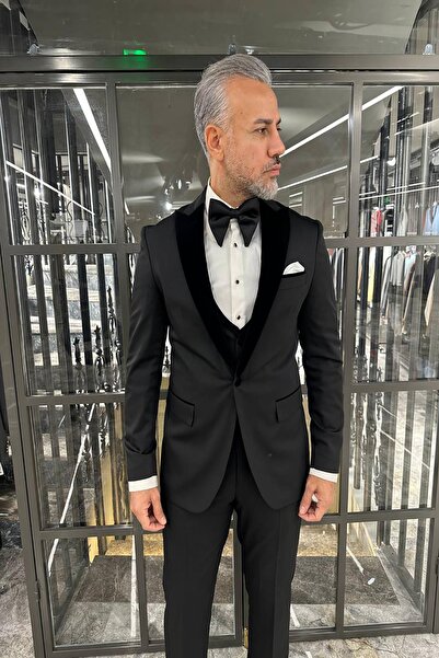 Fc Plus DAMATLIK YELEKLİ SİYAH TAKIM ELBİSE