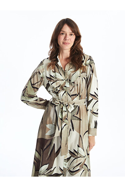 LC Waikiki Mixed Pattern Long Sleeve Women Shirt Dress