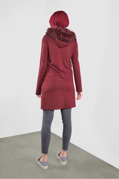 Alvina Fur Hooded Tunic - Lace-Up Model 41292