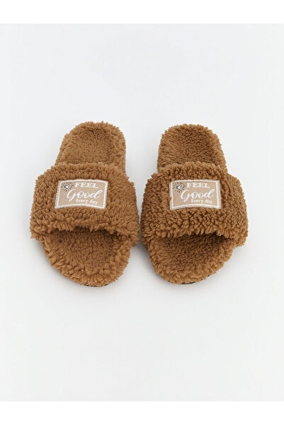 LC Waikiki Brown Plush Women's House Slippers