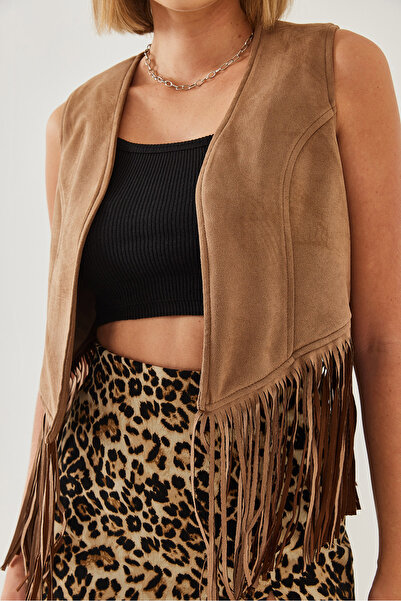 Bianco Lucci Women's Suede Tassel Vest 4457 60351197