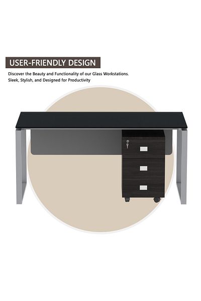 Mahmayi Glas 4114 Black Modern Workstation