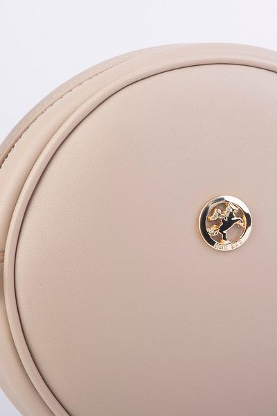 Nas Bag Geantă rotundă ovală de vară din piele pentru femei - aspect de paie, nisip Luna