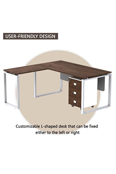Mahmayi Carre 5116L L-Shaped Modern Workstation Desk with Drawer Truffle Davos Oak Ideal for Home