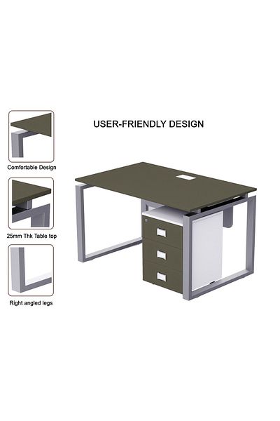 Mahmayi Carre 5114 Modern Workstation with Drawer  Desk Grey Ideal for Home