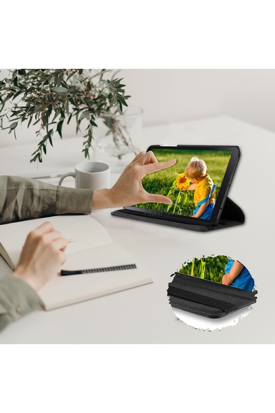 m.tk moveteck Xiaomi Redmi Pad Se 8.7 Inç Tablet Kılıf 360 Döner Pu Deri Standlı Kapak Ekran Koruyucu ve Kalem Set