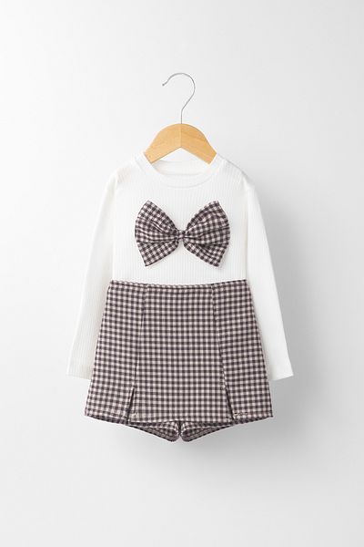 Banamio Dorothy Piti Checkered Two-Piece Set with Bow Detail Shorts Skirt