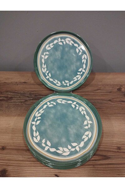 Keramika KERAMİKA 21 CM PASTA TABAĞI 6 ADET BERENİCE YEŞİL PARLAK