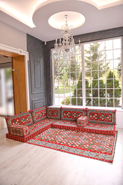 BAKIRÖZÜ HOME Şark Köşesi Odası Takımı Konsepti Kırmızı Şili Modeli Koltuk Ta...