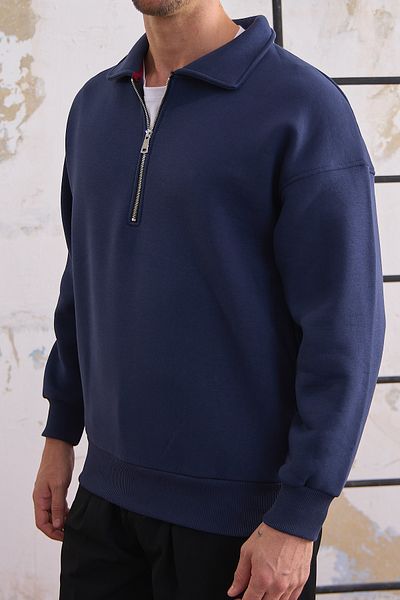 MAXIMILLIAN Men's Half Zipper Regular Fit Sweatshirt Navy