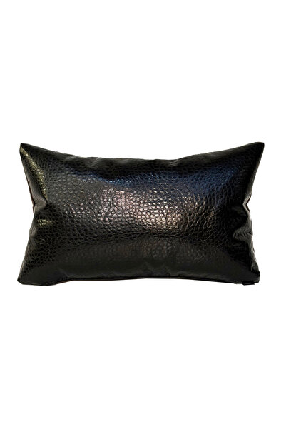 YASTIKMİNDER SUNİ DERİ KOTON SİYAH KAHVE RENK YUVARLAK DESENLİ 52X32 cm KIRLE...