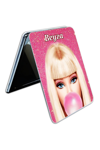 Barbie Kişiye Özel İsim Baskılı Çanta / Cep Aynası (Kapaklı ve Büyüteçli)
