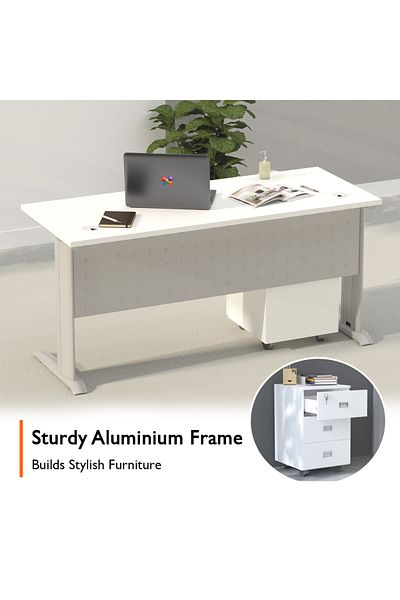 Mahmayi Stazion 1260 Modern Office Desk White with drawers