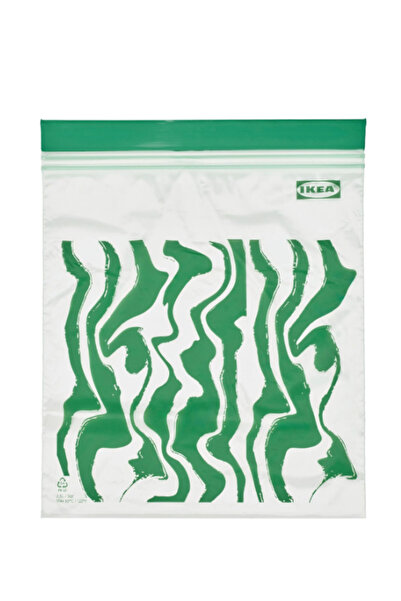 IKEA Istad 2,5 Lt 25x24 Cm Yeşil Desen 20 Adet Kilitli Buzdolabı Poşeti Sakla...
