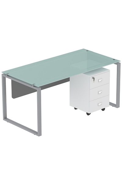Mahmayi Glas 4112 White Modern Workstation