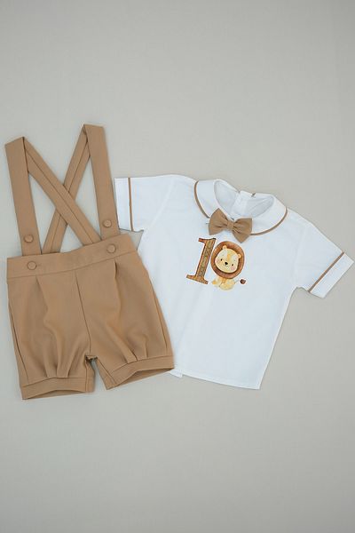 annerüyası 1 Year Old Lion Printed Shorts Salopet Set