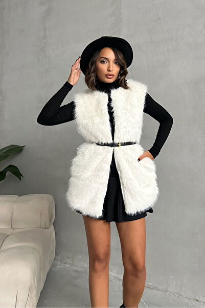 SUN STYLE Feathered Plush Vest