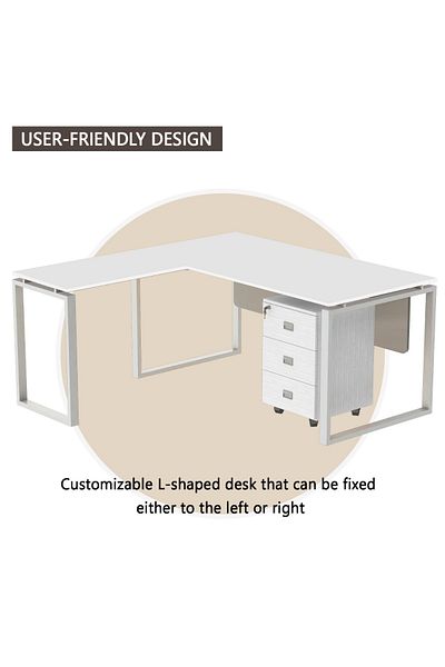 Mahmayi Carre 5114L White Modern Workstation