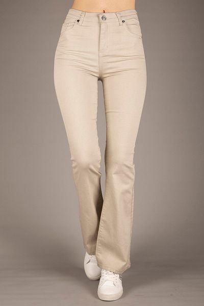 Yağızlar Giyim Women's Beige High Waist Flared Trousers