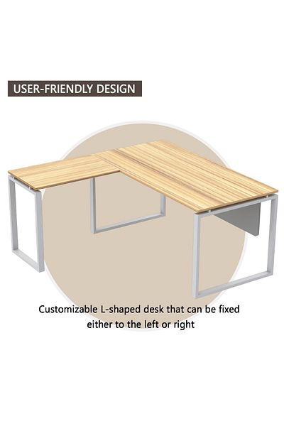Mahmayi Carre 5116L L-Shaped Modern Workstation Desk without Drawer Coco Bolo Ideal for Home