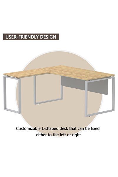 Mahmayi Carre 5116L L-Shaped Modern Workstation Desk without Drawer Natural Davos Oak Ideal for Home