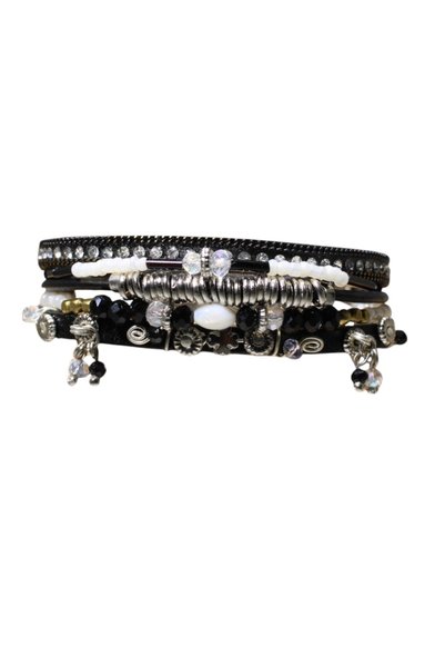 etniko Women's Special Design Genuine Leather Multiple Bracelet