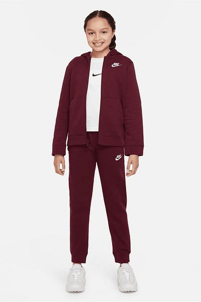 Nike Sportswear Fleece Grey Παιδική φόρμα βαμβακερή Παιδική φόρμα μπορντό