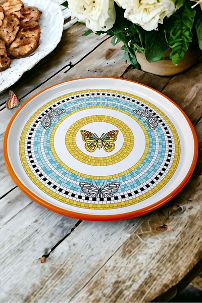 İnci Emaye 32cm Presentation Tray - Coffee, Tea and Gift Dowry Tray. Serving Plate Tray