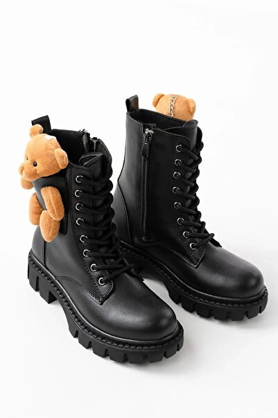 Ayakkabium Ayox Girl's Lace-Up Winter Boots with Teddy Bear Accessories