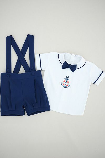 annerüyası Blue Anchor Printed Shorts Salopette Suit