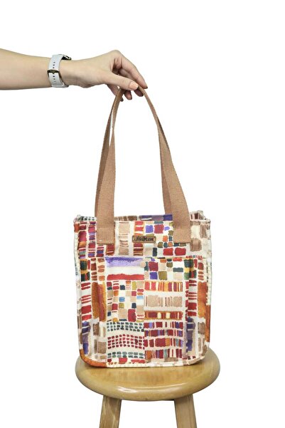 BUSRAKAZANCDESİGN Desenli Cepli Tote Bag El Ve Omuz Çantası