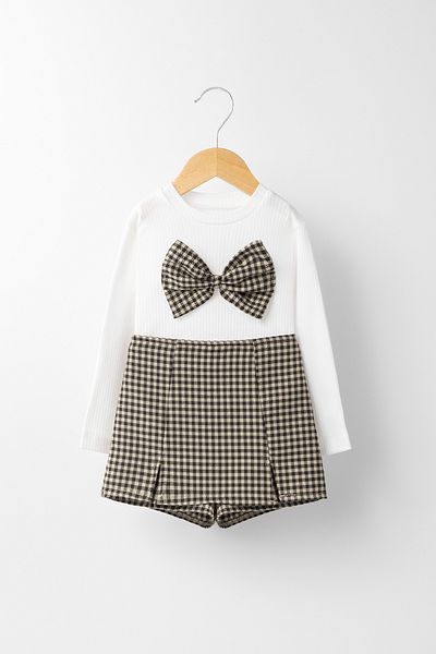 Banamio Dorothy Piti Checkered Two-Piece Set with Bow Detail Shorts Skirt
