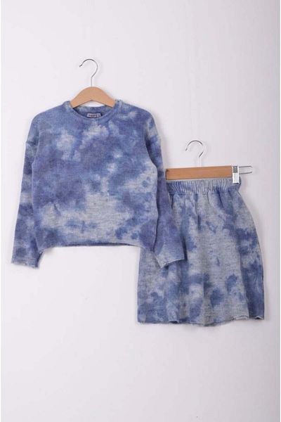 Minora Knitwear Girl's Tie-Dye Pattern Skirt Set