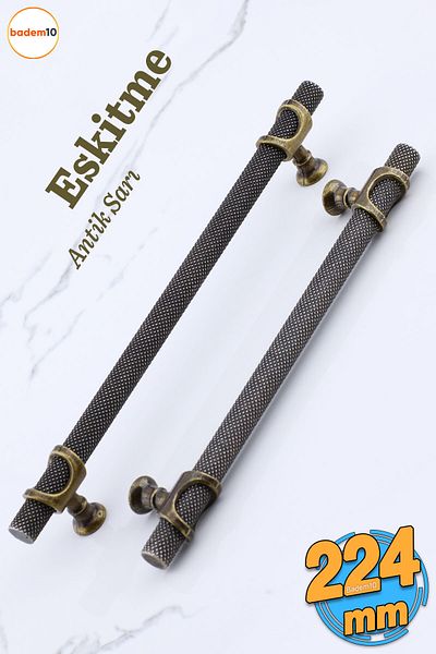 Badem10 Arsin Antique Metal Galben Antic 224 Mm - 22,4 Cm Mobilier Bucătărie Sertar Dulap Mâner Dulap