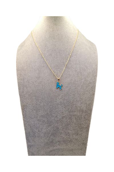 Han Ticarethane Gold Color Blue Dog Necklace