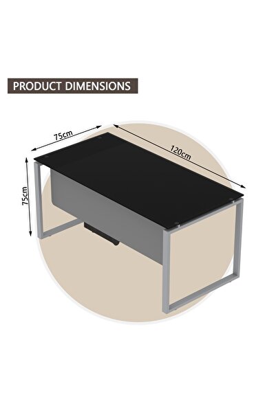 Mahmayi Glas 4112 Black Modern Workstation