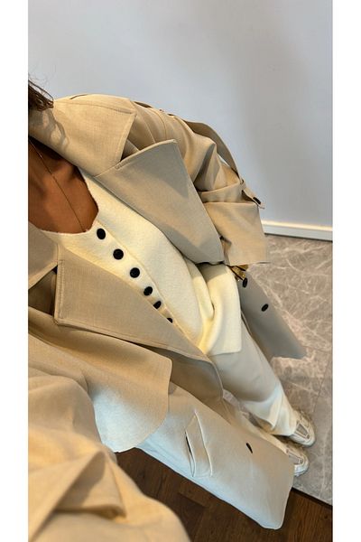 My Blog Trench oversize cu detaliu Stone Lucky Button-9476
