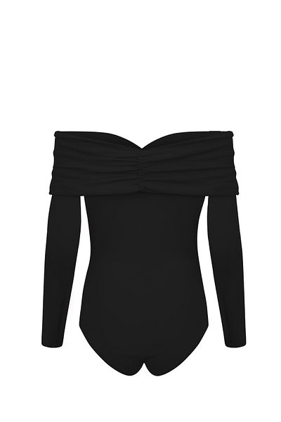 La Sarta Body negru Tolero cu mânecă lungă și închidere cu apăsare