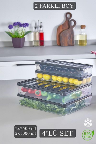 KRM HOME 4 Piece Leak Proof Storage Container Breakfast And Ice Box Storage Container Vacuum Lid Set