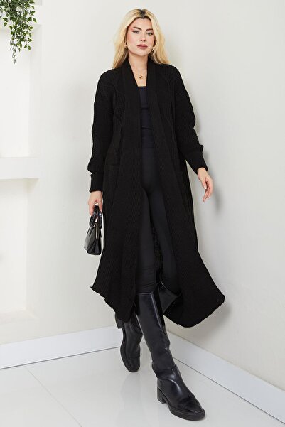 SENSTIL Black Knitwear Cardigan - Shawl Collar and Pocket Ss2534