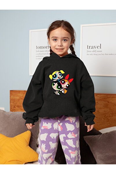 MAGORS Powerpuff Girls Printed Hood Without Pouch 3 Yarn Children's Sweatshirt