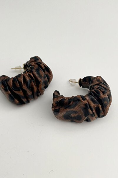 Modex Leopard Drawstring Leather Look Hoop Earrings (3cm)