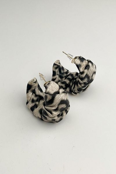 Modex Leopard Drawstring Leather Look Hoop Earrings (3cm)