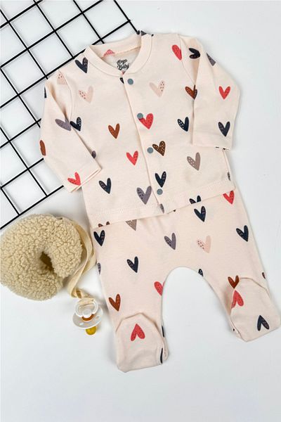 volardia Heart Patterned Newborn Cotton Hospital Discharge Set of 5