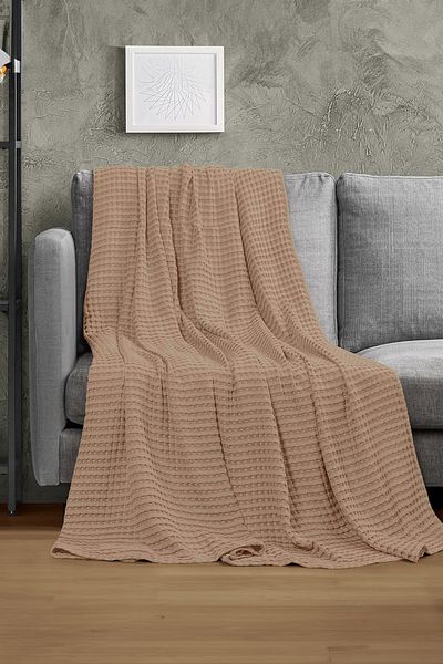 TeksNil Home Brown Waffle Patterned Double Pique - 100% Cotton, 200X230, Multi-Purpose Cover