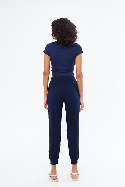 Chandraswear Navy Blue Short Sleeve Twist Blouse - Women's, Twist Detail