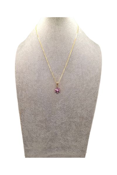 Han Ticarethane Gold Color Pearlescent Purple Snowflake Necklace