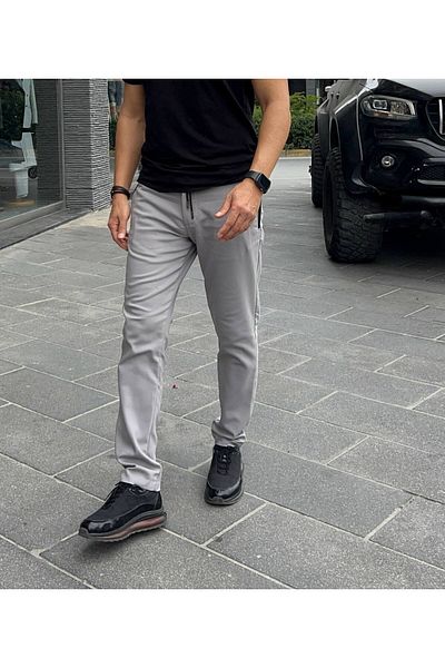 ACTUAL Men's Slim Fit Trousers-1517- Gray