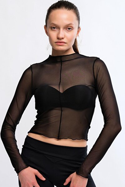 Chandraswear Women's Black Tulle Blouse - Nules