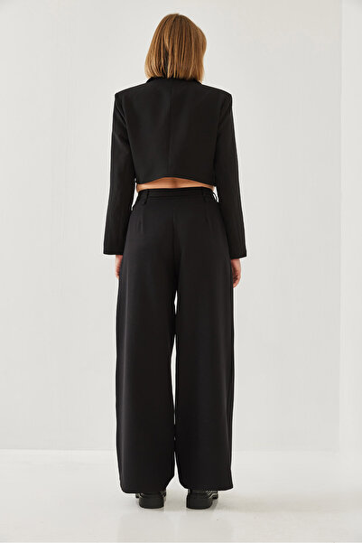 Bianco Lucci Women's Crop Jacket Double Bottom Top Suit 36373 60251974